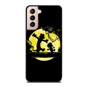 CALVIN AND HOBBES BLACK CARTOON Samsung Galaxy S21 Case Cover