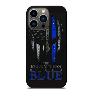 BLUE LINE POLICE WARRIOR SKULL iPhone 13 Pro Case Cover