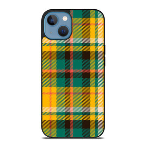 YELLOW GREEN TARTAN PATTERN iPhone 13 Case Cover YELLOW GREEN TARTAN PATTERN iPhone 13 Case Cover