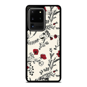 HAND DRAWING RED FLOWER PATTERN Samsung Galaxy S20 Ultra Case Cover