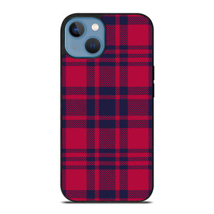 RED BLUE TARTAN PLAID PATTERN iPhone 13 Case Cover