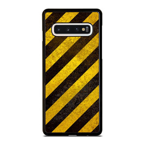 BLACK YELLOW POLICE LINE STRIPE Samsung Galaxy S10 Case Cover