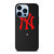 NEW YORK YANKEES STITCHING LEATHER iPhone 13 Pro Max Case Cover