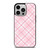 LIGHT PINK PLAID PATTERN iPhone 14 Pro Case Cover