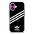 ADIDAS ORIGINALS STRIPES BLACK WHITE iPhone 16 Plus Case Cover