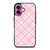 LIGHT PINK PLAID PATTERN iPhone 16 Plus Case Cover
