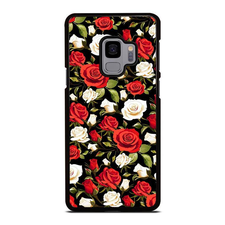 SEAMLESS RED WHITE ROSE PATTERN Samsung Galaxy S9 Case Cover