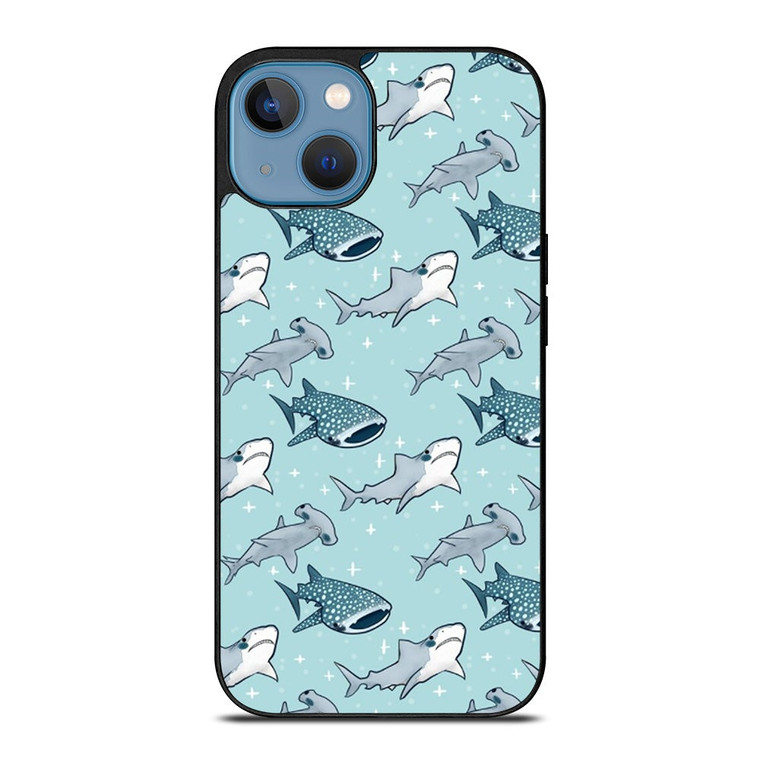 CUTE SHARK PATTERN iPhone 13 Case Cover