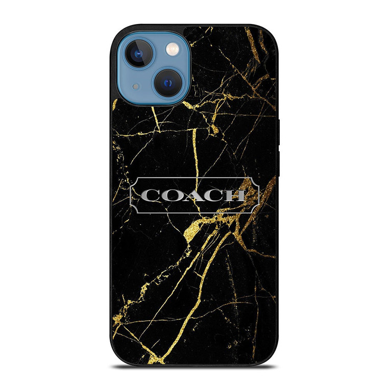COACH NEW YORK GOLD MARBLE iPhone 13 Case Cover