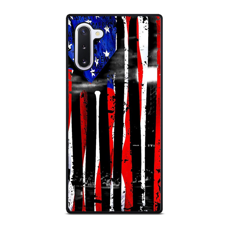 USA FLAG AMERICAN BASEBALL BLACK WHITE Samsung Galaxy Note 10 Case Cover