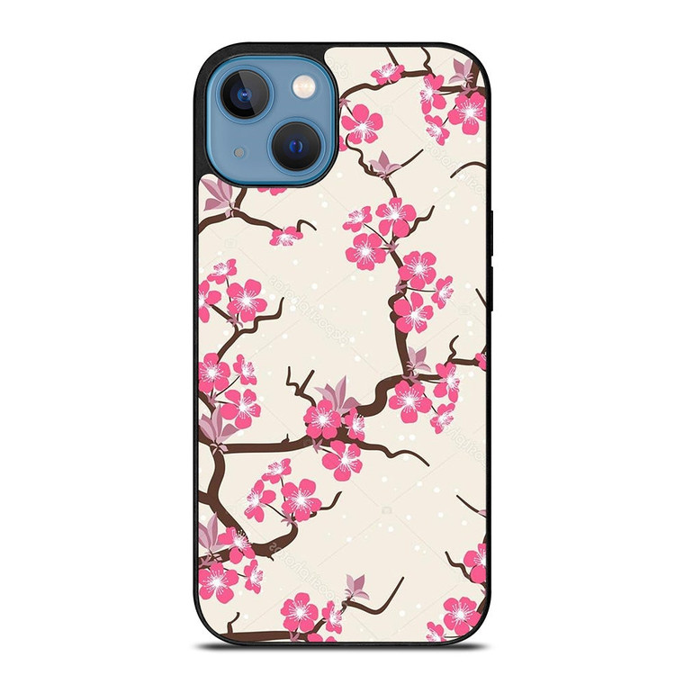 CHERRY BLOSSOM FLOWERS PATTERN iPhone 13 Case Cover
