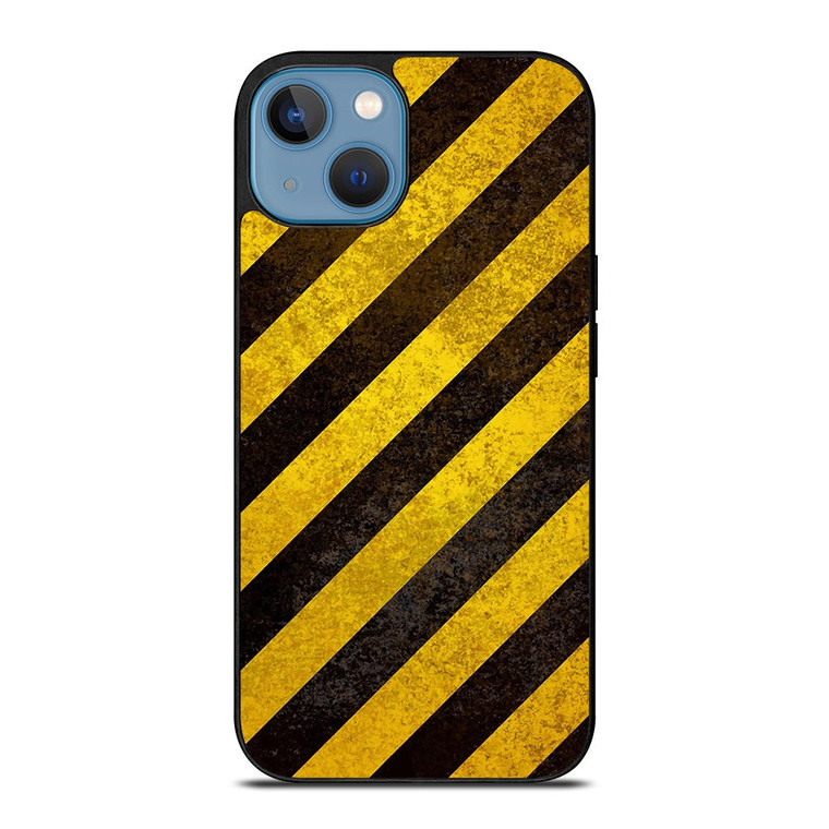 BLACK YELLOW POLICE LINE STRIPE iPhone 13 Case Cover