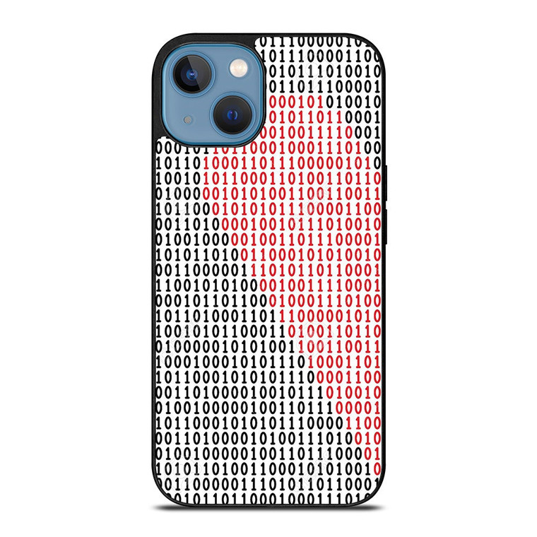 BINARY CODE HALF HEART PATTERN iPhone 13 Case Cover