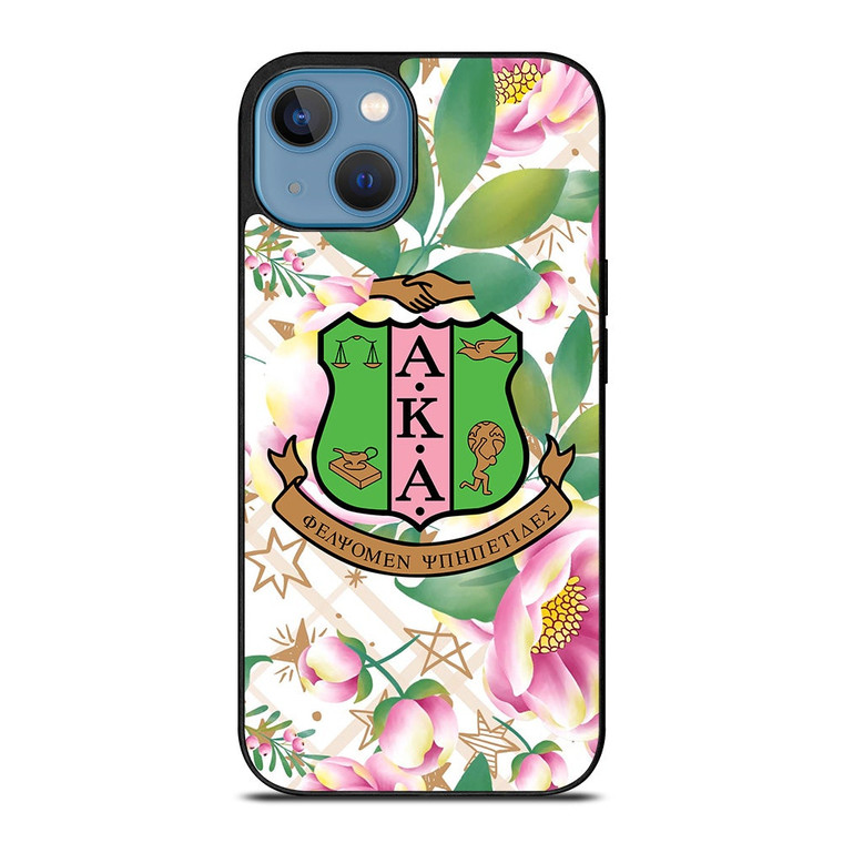 AKA PINK AND GREEN FLOWER LOGO iPhone 13 Case Cover