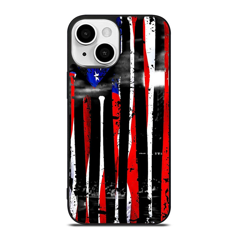 USA FLAG AMERICAN BASEBALL BLACK WHITE iPhone 13 Mini Case Cover