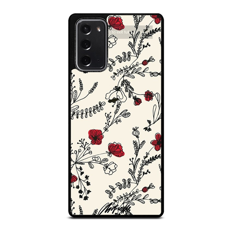 HAND DRAWING RED FLOWER PATTERN Samsung Galaxy Note 20 Case Cover