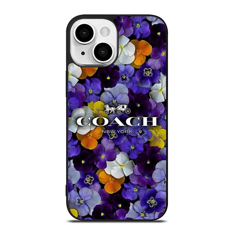 PURPLE FLOWERS COACH NEW YORK iPhone 13 Mini Case Cover