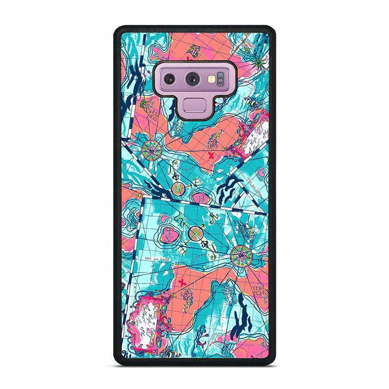 LILLY PULITZER MAP PATTERN Samsung Galaxy Note 9 Case Cover