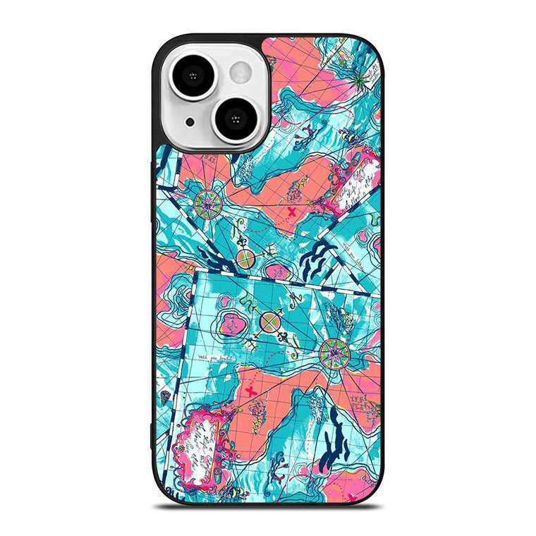 LILLY PULITZER MAP PATTERN iPhone 13 Mini Case Cover