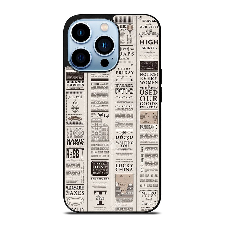 OLD NEWSPAPER PATTERN iPhone 13 Pro Max Case Cover