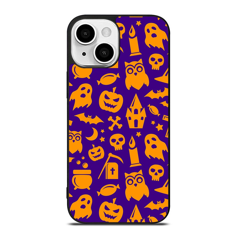 HAPPY HALLOWEEN PURPLE PATTERN iPhone 13 Mini Case Cover