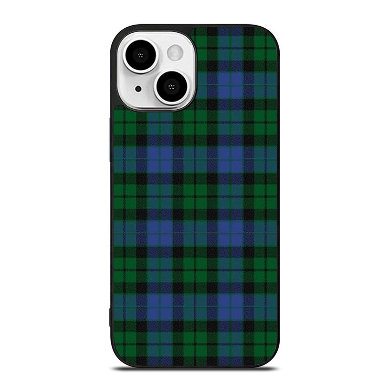 GREEN BLUE TARTAN PLAID PATTERN iPhone 13 Mini Case Cover
