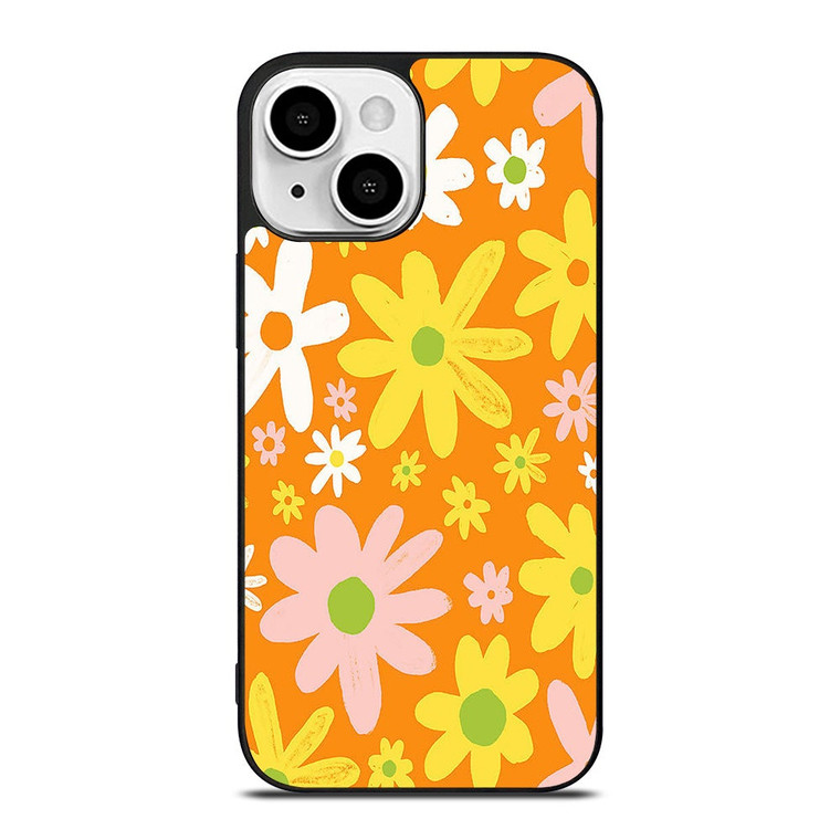 FLOWER POWER ORANGE PATTERN iPhone 13 Mini Case Cover
