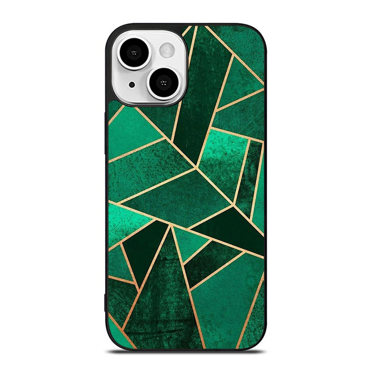 EMERALD AND COPPER GEOMETRIC PATTERN iPhone 13 Mini Case Cover