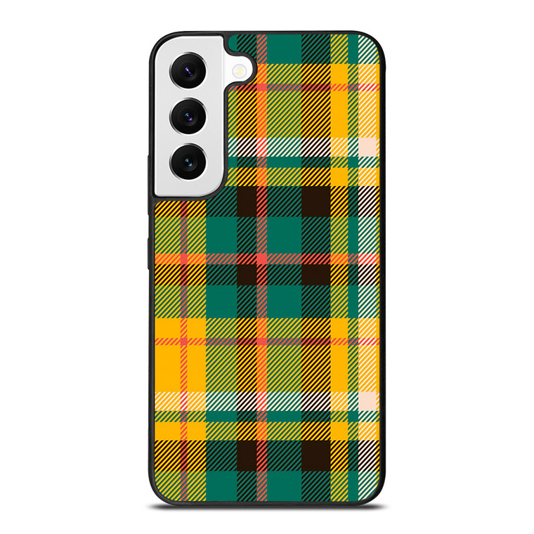 YELLOW GREEN TARTAN PATTERN Samsung Galaxy S22 Case Cover