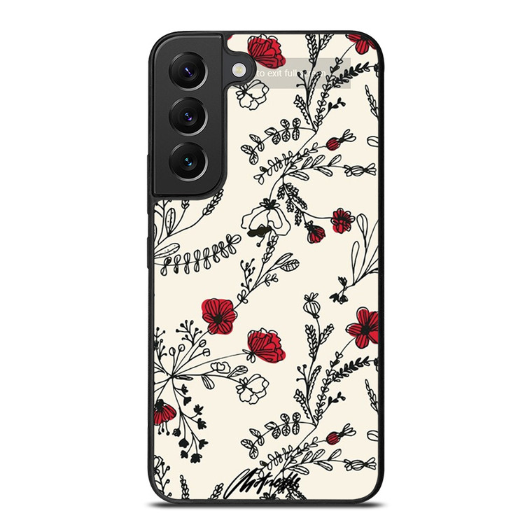 HAND DRAWING RED FLOWER PATTERN Samsung Galaxy S22 Plus Case Cover