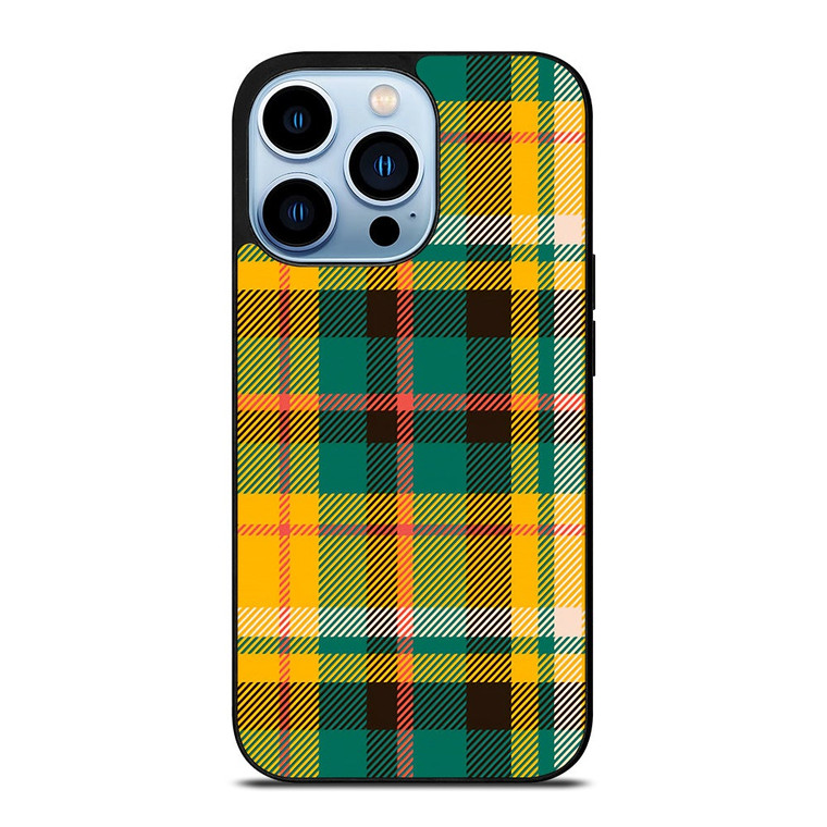 YELLOW GREEN TARTAN PATTERN iPhone 13 Pro Max Case Cover