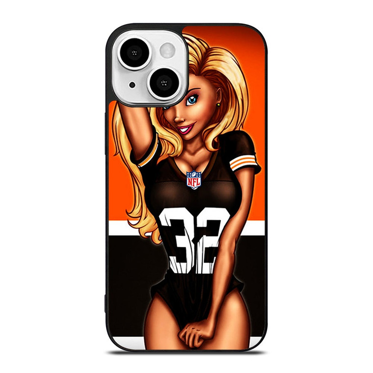 CLEVELAND BROWNS NFL CARTOON GIRL iPhone 13 Mini Case Cover
