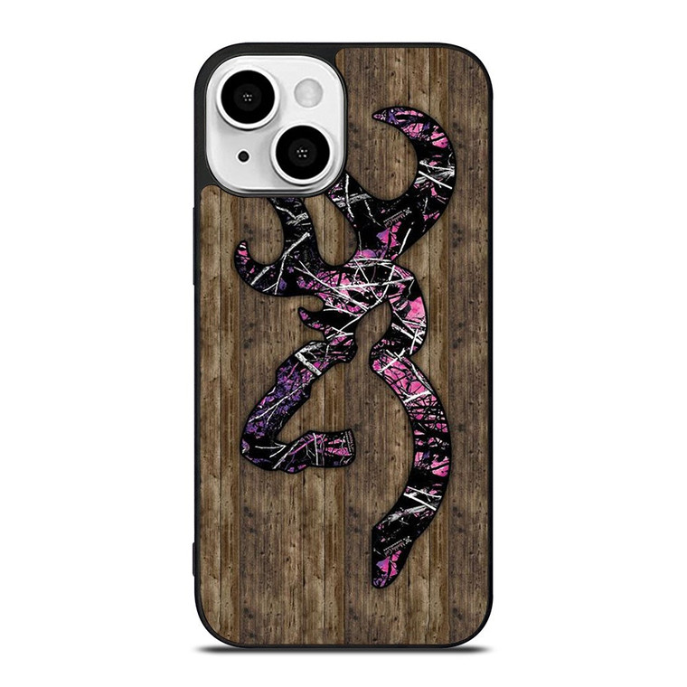 CAMO BROWNING PINK WOOD iPhone 13 Mini Case Cover