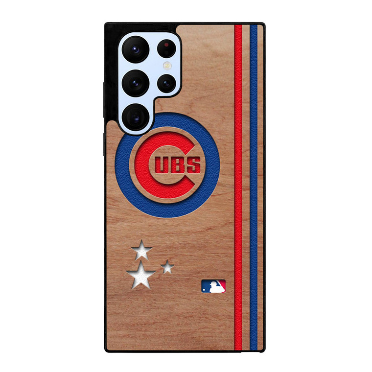 CHICAGO CUBS UBS MLB WOODEN LOGO Samsung Galaxy S22 Ultra Case Cover
