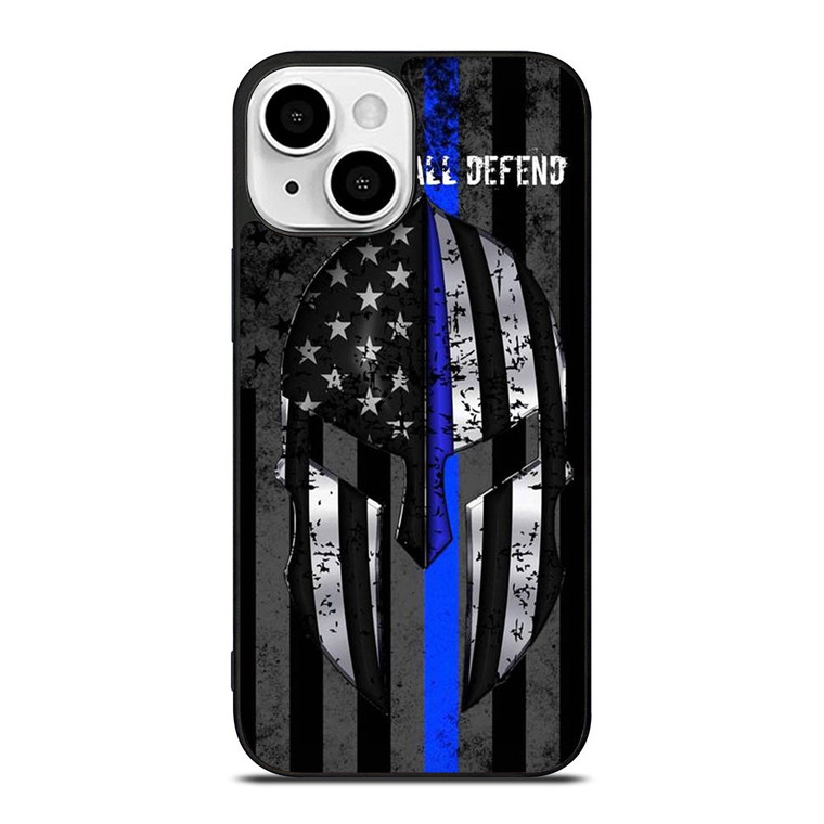 BLUE LINE POLICE WARRIOR iPhone 13 Mini Case Cover