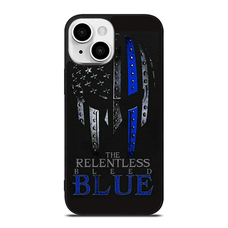 BLUE LINE POLICE WARRIOR SKULL iPhone 13 Mini Case Cover