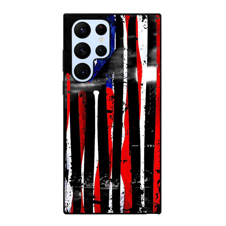 USA FLAG AMERICAN BASEBALL BLACK WHITE Samsung Galaxy S22 Ultra Case Cover
