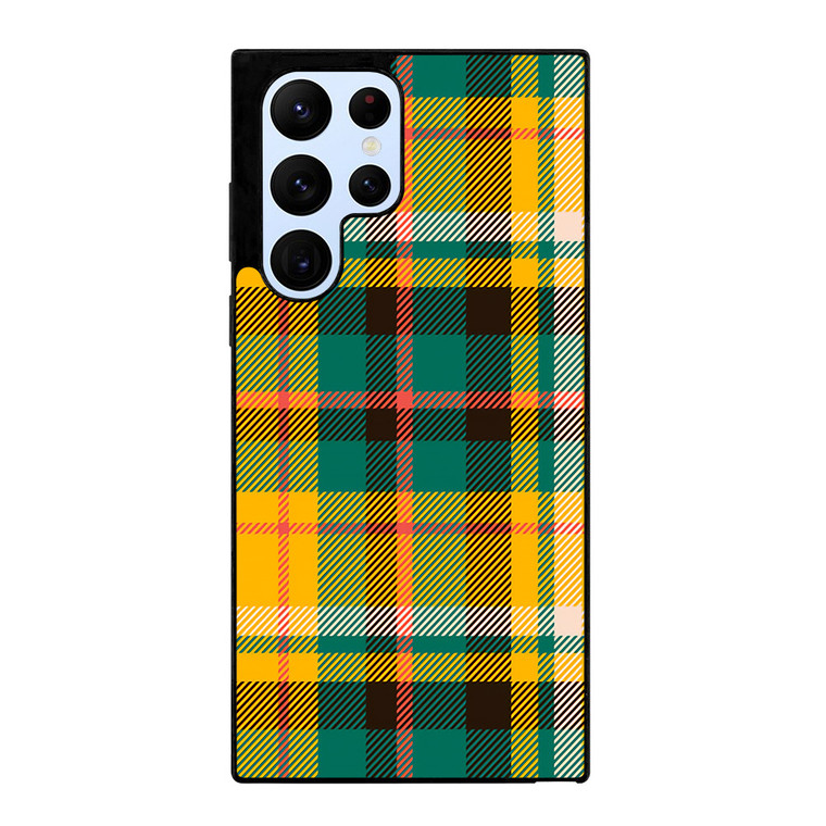 YELLOW GREEN TARTAN PATTERN Samsung Galaxy S22 Ultra Case Cover