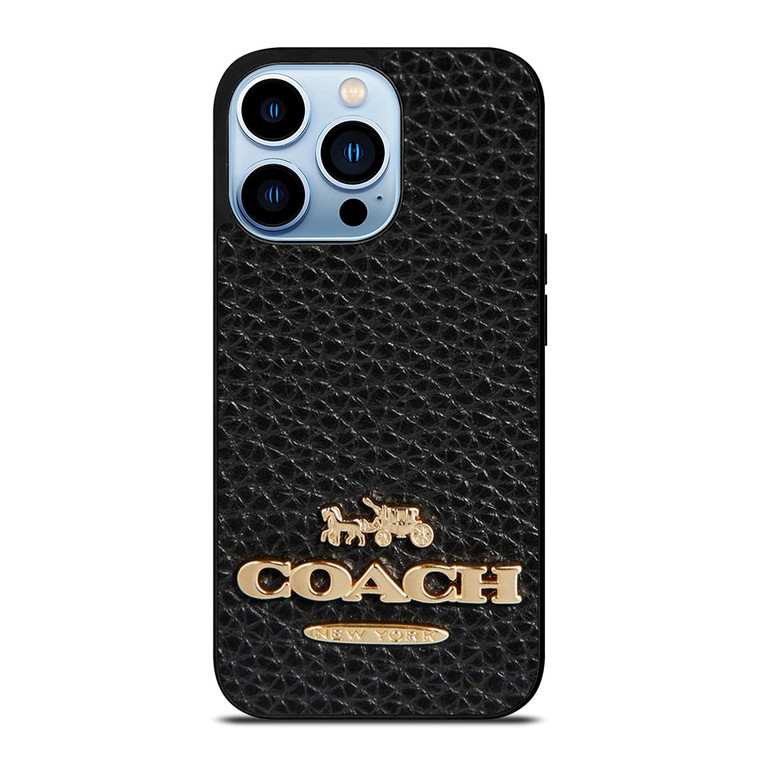 COACH NEW YORK BLACK LEATHER 2 iPhone 13 Pro Max Case Cover