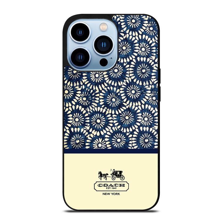 COACH NEW YORK BLUE FLORAL BATIK iPhone 13 Pro Max Case Cover