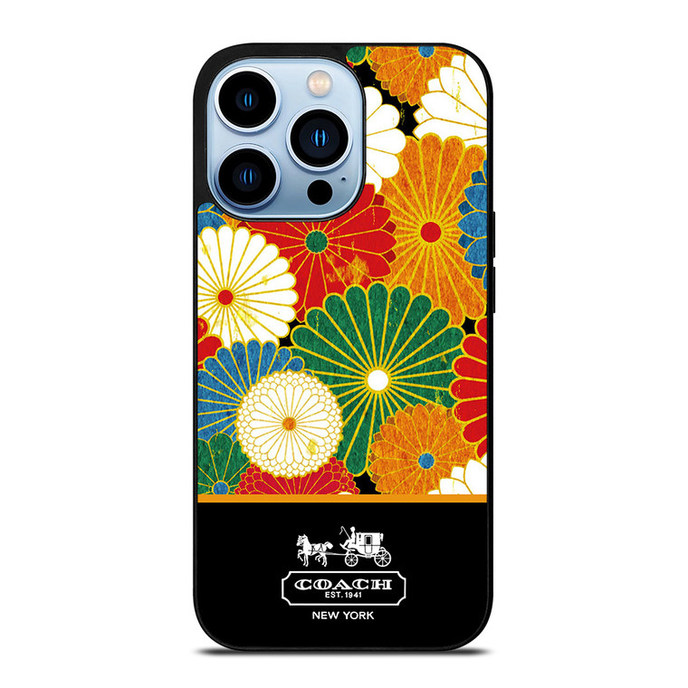 COACH NEW YORK COLORFUL FLORAL LOGO iPhone 13 Pro Max Case Cover