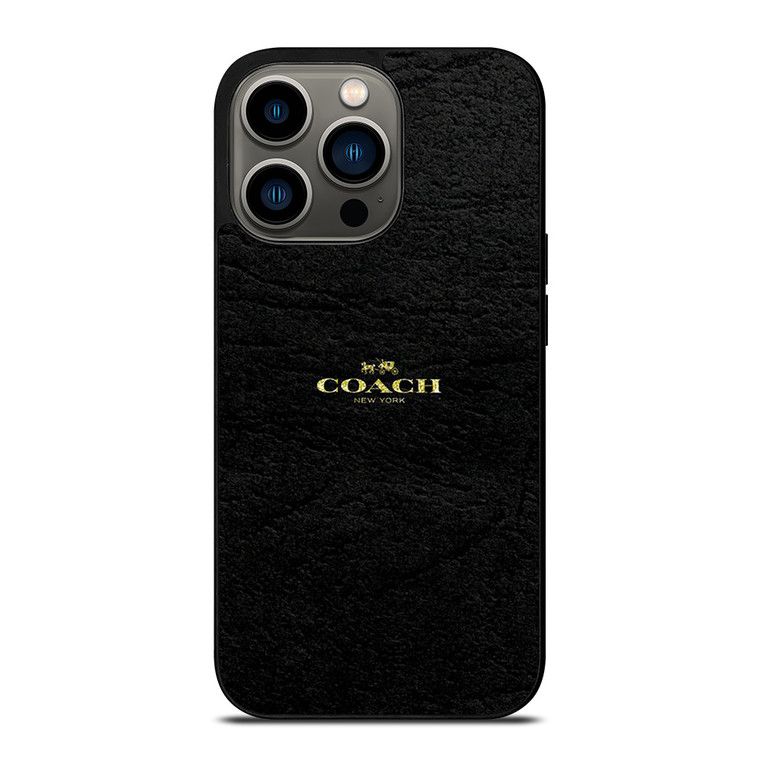 COACH NEW YORK BLACK LEATHER iPhone 13 Pro Case Cover