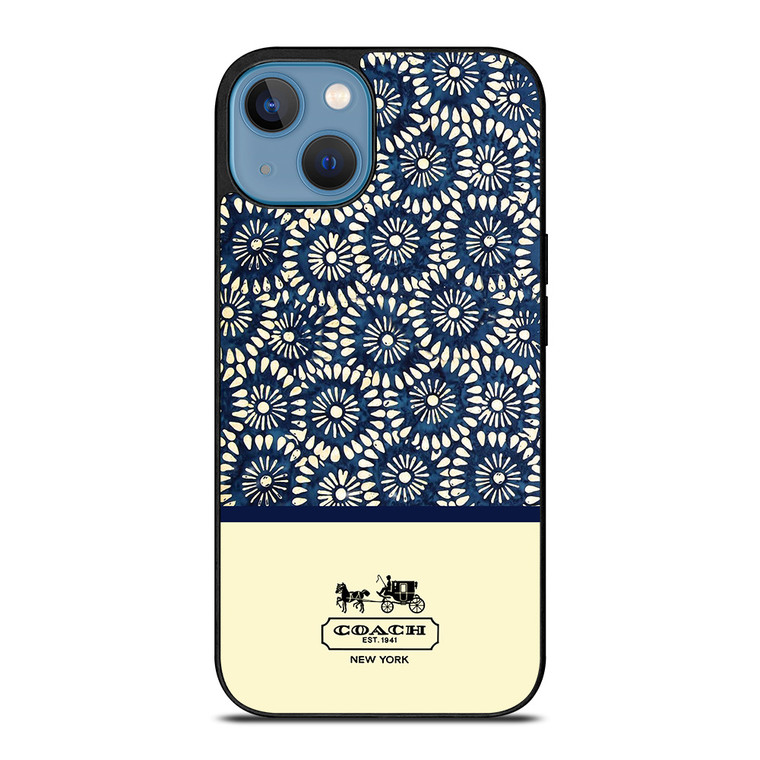 COACH NEW YORK BLUE FLORAL BATIK iPhone 13 Case Cover