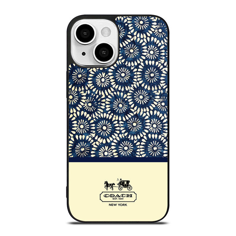 COACH NEW YORK BLUE FLORAL BATIK iPhone 13 Mini Case Cover