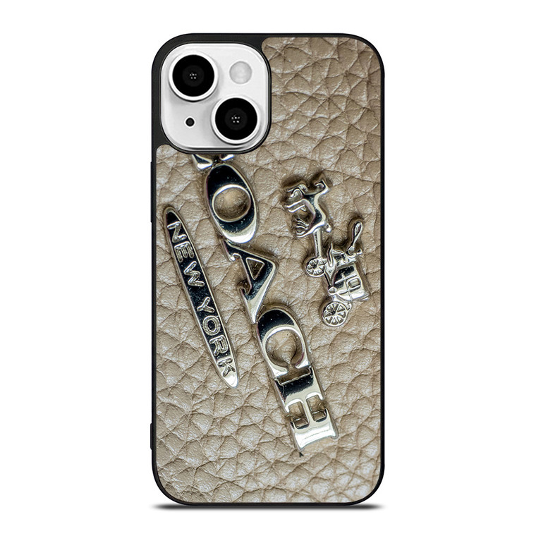 COACH NEW YORK LOGO ON LEATHER iPhone 13 Mini Case Cover