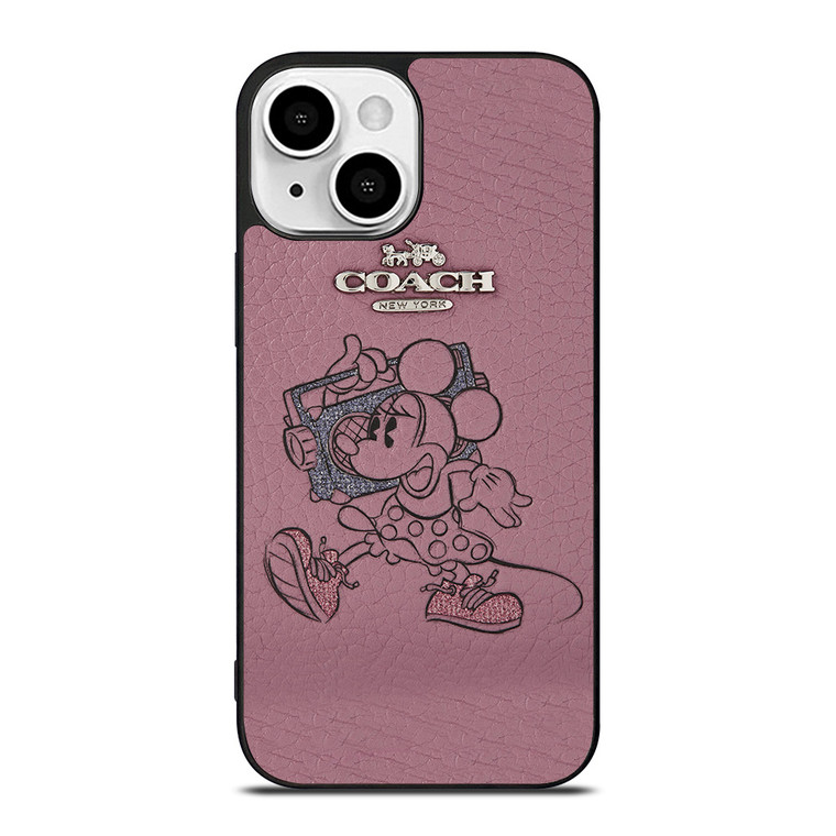 COACH NEW YORK PINK MICKEY MOUSE iPhone 13 Mini Case Cover
