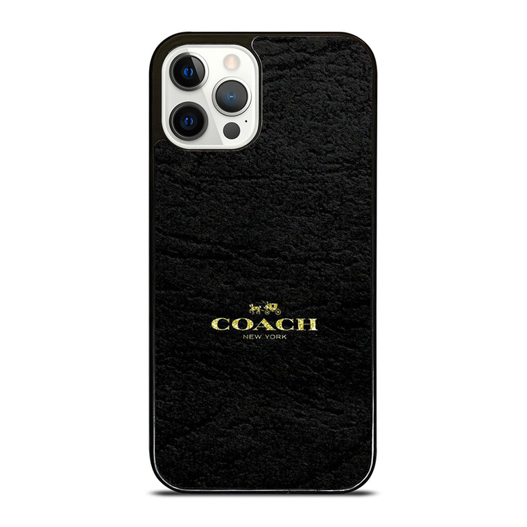 COACH LOGO TEXTURE BLACK iPhone 12 Pro Case Cover