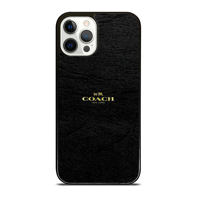 COACH NEW YORK BLACK LEATHER iPhone 12 Pro Case Cover