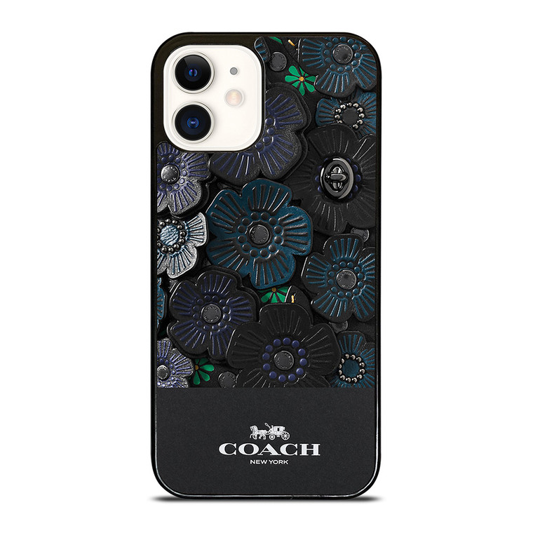 COACH NEW YORK BLACK TEA ROSE iPhone 12 Case Cover