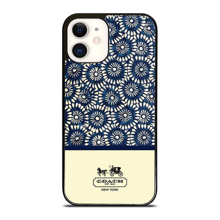 COACH NEW YORK BLUE FLORAL BATIK iPhone 12 Case Cover